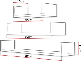 Σετ τριών ραφιών Trio-Γκρεζ