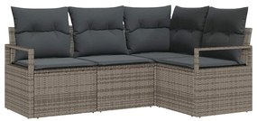 vidaXL Σετ Καναπέ Κήπου 4 pcs Γκρι Πολυ rattan, βαμμένο ατσάλι