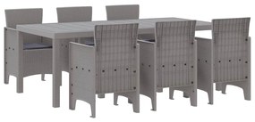 vidaXL Σέτ φαγητού για κήπο 7 pcs Ανοιχτό γκρι Rattan Polt