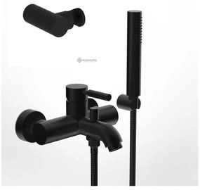 La Torre New Tech Black Matt Μπαταρία Λουτρού Mε Τηλέφωνο Anticalcare, Επίτοιχο Στήριγμα Τηλεφώνου+Σπιράλ 12019-400 R0488-400