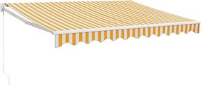vidaXL Τέντα Πτυσσόμενη Κίτρινη/Λευκή 3,5 x 2,5 μ. Ύφασμα / Αλουμίνιο