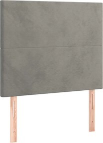 vidaXL Κρεβάτι Boxspring με Στρώμα &amp; LED Αν.Γκρι 90x190 εκ. Βελούδινο
