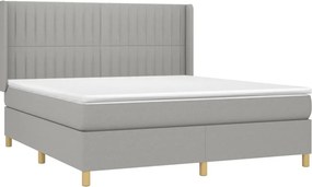 vidaXL Κρεβάτι Boxspring με Στρώμα &amp; LED Αν.Γκρι 180x200εκ. Υφασμάτινο