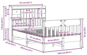 Σκελετός Κρεβ. Χωρίς Στρώμα Καφέ Κεριού 135x190 εκ Μασίφ Πεύκο - Καφέ