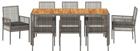 vidaXL Σέτ φαγητού για κήπο 9 pcs Γκρι συνθετικό ρατάν
