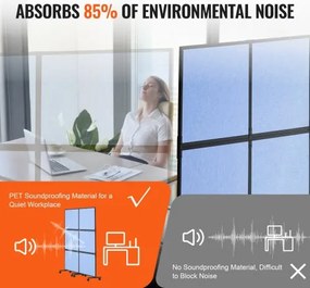 VEVOR Acoustic Room Divider Partition Panel Privacy Screen 2 Pack Indigo Blue