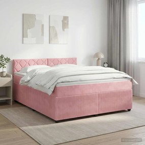 vidaXL Κρεβάτι box spring με στρώμα Ροζ 140 x 200 cm Βελούδο