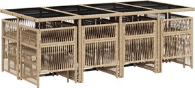 vidaXL Σετ Τραπεζαρίας Κήπου 13 τεμ. Μπεζ Συνθ. Ρατάν με Μαξιλάρια