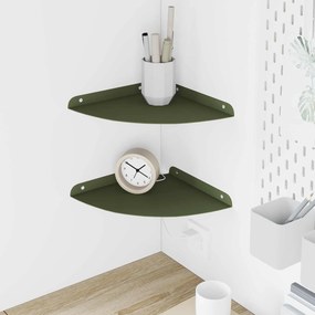 VidaXL Floating Ράφι Γωνίας 2 τμχ. Ελιά Πράσινη 24 x 24 x 2 εκ