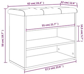 Παπουτσοθήκη Sonoma Δρυς 62x32x50 εκ. από Επεξεργασμένο Ξύλο - Καφέ