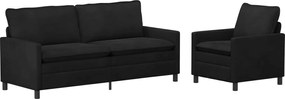 vidaXL Σετ Καναπέ 2 pcs Μαύρο Βελούδο