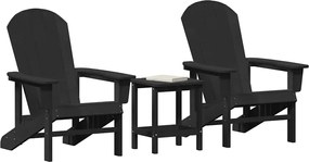 vidaXL Καρέκλα Κήπου 3 pcs Μαύρο Πολυαιθυλένιο