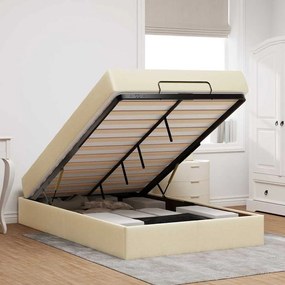 vidaXL Σκελετός κρεβατιού με στρώμα με στρώμα 2 pcs Κρεμ ύφασμα