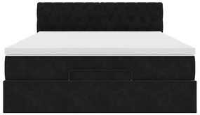 vidaXL Οθωμανικό κρεβάτι με στρώμα & LEDs Μαύρο 140x190cm Velvet