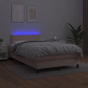 vidaXL Κρεβάτι Boxspring Στρώμα&LED Καπουτσίνο 120x190 εκ. Συνθ. Δέρμα