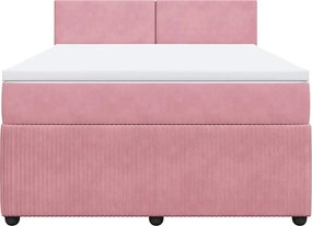 vidaXL Κρεβάτι Boxspring με Στρώμα Ροζ 140x190 εκ. Βελούδινο