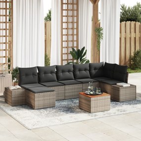 vidaXL Σετ Σαλονιού Κήπου 8 pcs Γκρι Πολυ ράταν