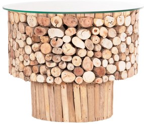 ΤΡΑΠΕΖΙ ΣΑΛΟΝΙΟΥ ΣΤΡΟΓΓΥΛΟ SPARROW HM9963 DRIFTWOOD--ΓΥΑΛΙ Φ65x51,5Υεκ.