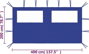 vidaXL Πλαϊνό Τοίχωμα για Κιόσκι με Παράθυρα Μπλε 4 x 2 μ.