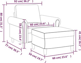 vidaXL Πολυθρόνα Γκρι 60 εκ. Συνθετικό δέρμα με Υποπόδιο