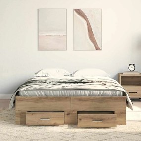 vidaXL Κρεβάτι με Συρτάρια με συρτάρι artisan δρυς 120 x 190 cm