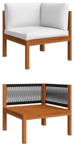 vidaXL Σετ Σαλόνι Κήπου 11 τεμαχίων με Μαξιλάρια από Κρεμ Ξύλο Ακακίας &amp; Σχοινί