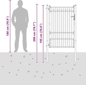 vidaXL Πύλη Φράχτη BAARLO 100 x 150 cm Μέταλλο Μαύρο Κλειδώσιμο
