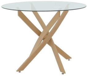 Antoro table glass and metal legs in a natural shade D100x75cm 100x100x75 εκ.