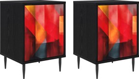 vidaXL Κομοδίνο HEESCH 2 τμχ. Μαύρη Δρυς 36 x 33 x 51 εκ.