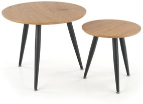 MENTONA 2, set of two coffee tables, color: golden oak / black DIOMMI V-CH-MENTONA_2-LAW