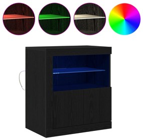 vidaXL Μπουφέ με LED Φωτιστικά Μαύρη Δρυς 60,5x37x67 εκ.