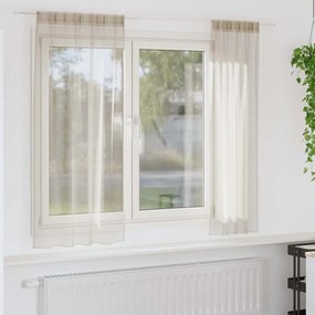 vidaXL Κουρτίνες με κουρτίνες 2 pcs Άμμος Πολυεστέρας