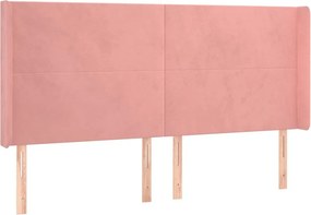 vidaXL Κρεβάτι Boxspring με Στρώμα &amp; LED Ροζ 180x200 εκ. Βελούδινο