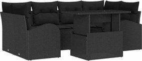 vidaXL Σετ Καναπέ Κήπου με μαξιλάρι 7 pcs Μαύρο Πολυ ράταν