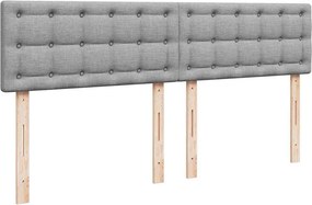 vidaXL Κρεβάτι Boxspring με Στρώμα Ανοιχτό Γκρι 200x200 εκ. Υφασμάτινο