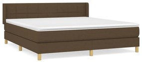 Κρεβάτι Boxspring με Στρώμα Σκούρο Καφέ 180x200 εκ Υφασμάτινο - Καφέ