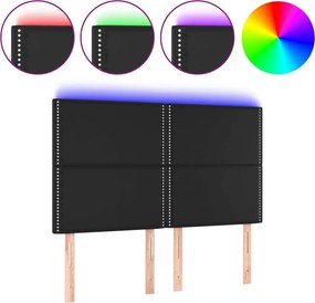 vidaXL Κεφαλάρι Κρεβατιού LED Μαύρο 144x5x118/128 εκ