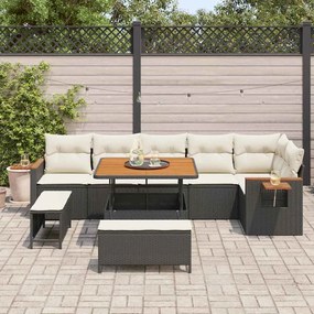 vidaXL Σετ Καναπέ Κήπου 9 pcs Μαύρο και κρεμ 100 x 100 x 71 cm