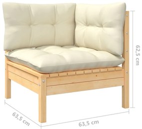 vidaXL Σαλόνι Κήπου Σετ 10 τεμ. από Μασίφ Ξύλο Πεύκου &amp; Κρεμ Μαξιλάρια