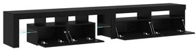 vidaXL Ντουλάπες Τηλεοράσεων 2 τεμάχια με Φώτα LED Μαύρη Δρυός Επεξεργασμένου Ξύλου