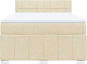 vidaXL Κρεβάτι Boxspring με Στρώμα Κρεμ 140x190 εκ. Υφασμάτινο