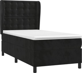 vidaXL Κρεβάτι Boxspring με Στρώμα Μαύρο 80 x 200 εκ. Βελούδινο