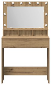 vidaXL Τουαλέτα με LED Φώτα Ξύλο Artisan 79x41x135 εκ.