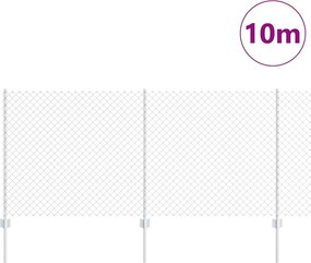 vidaXL Φράχτης αλυσίδας με στήλη 10 x 1 m Γαλβανισμένος Χάλυβας Ασημί