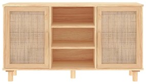 vidaXL Συρταριέρα Καφέ 105x30x60 εκ. Μασίφ Πεύκο &amp; Φυσικό Ρατάν