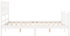 vidaXL Πλαίσιο Κρεβατιού με Κεφαλάρι Λευκό Μασίφ Ξύλο Small Double