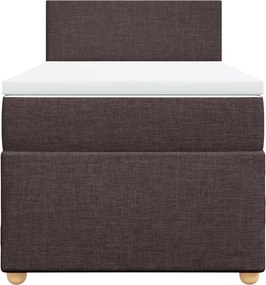vidaXL Κρεβάτι Boxspring με Στρώμα Σκούρο Καφέ 90x200 εκ. Υφασμάτινο