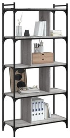 vidaXL Βιβλιοθήκη 5 Επιπέδων Γκρι Sonoma 76 x 32 x 158 εκ. Επεξ. Ξύλο