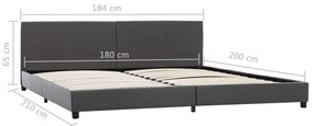 vidaXL Πλαίσιο Κρεβατιού Γκρι 180 x 200 εκ. από Συνθετικό Δέρμα