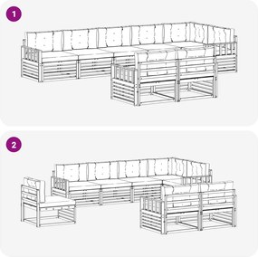 vidaXL Σειρά Καναπέ Εξωτερικού 8 pcs Λευκό και Κρεμ Πολυεστέρας